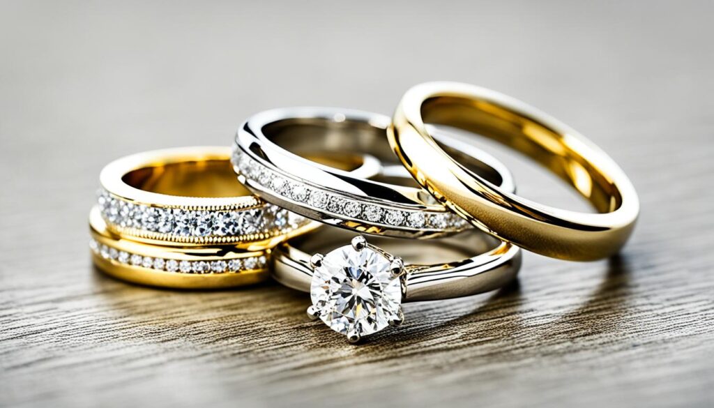 Eheringe verschiedener Ringbreiten