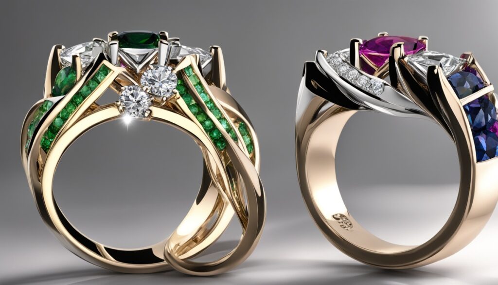 Verlobungsringe mit Diamanten und Farbedelsteinen