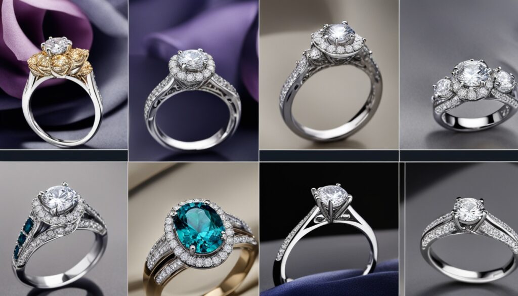Verschiedene Verlobungsring Designs