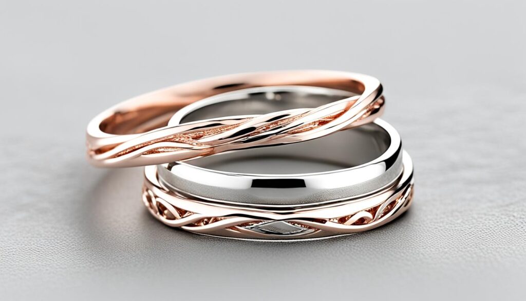 silber - rosegold eheringe