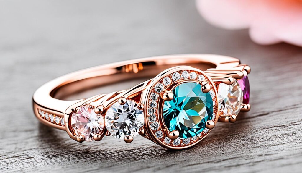 verlobungsring rosegold mit farbsteinen