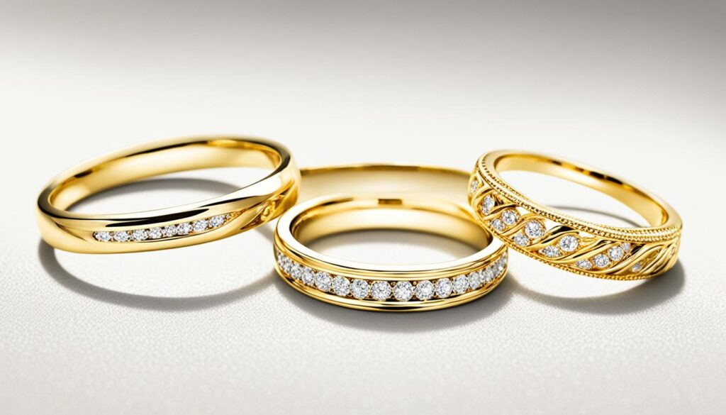 verschiedene stile gelbgold trauringe