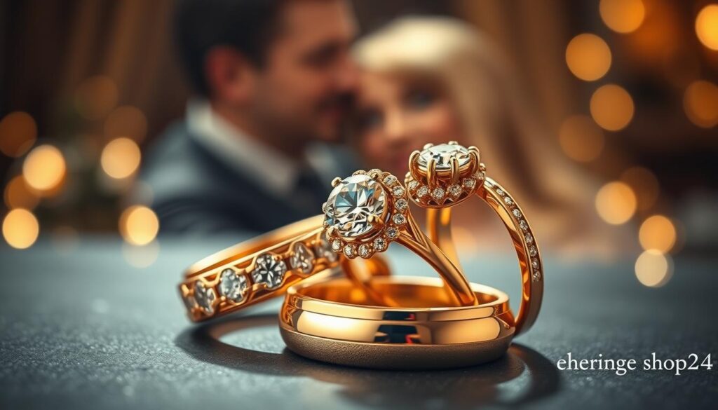 Goldene Verlobungsringe