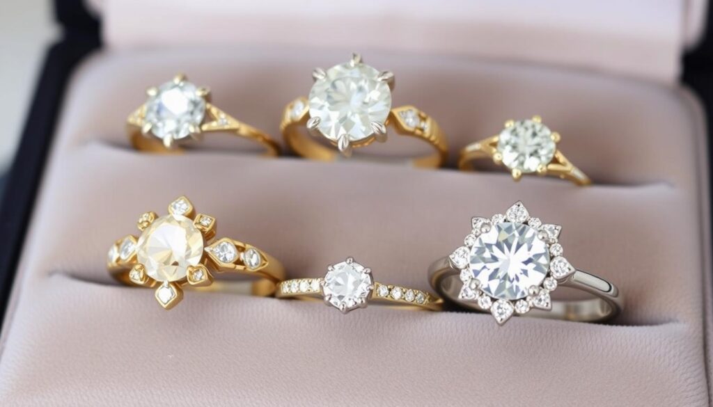 Gelbgold und Silber Verlobungsringe