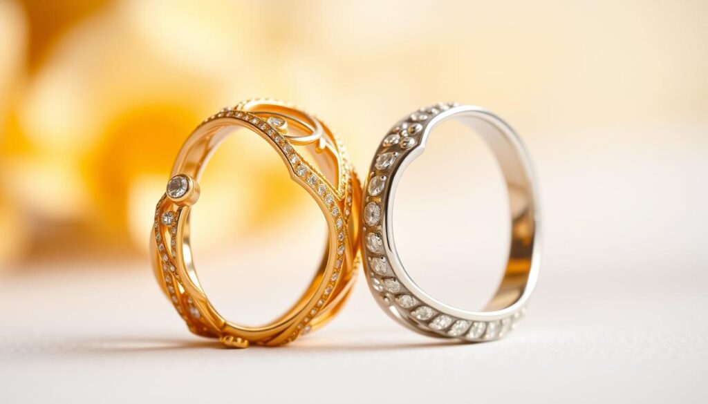 Gelbgold und Weißgold Eheringe