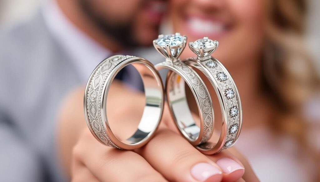 Ringe mit Gravur und Steinbesatz