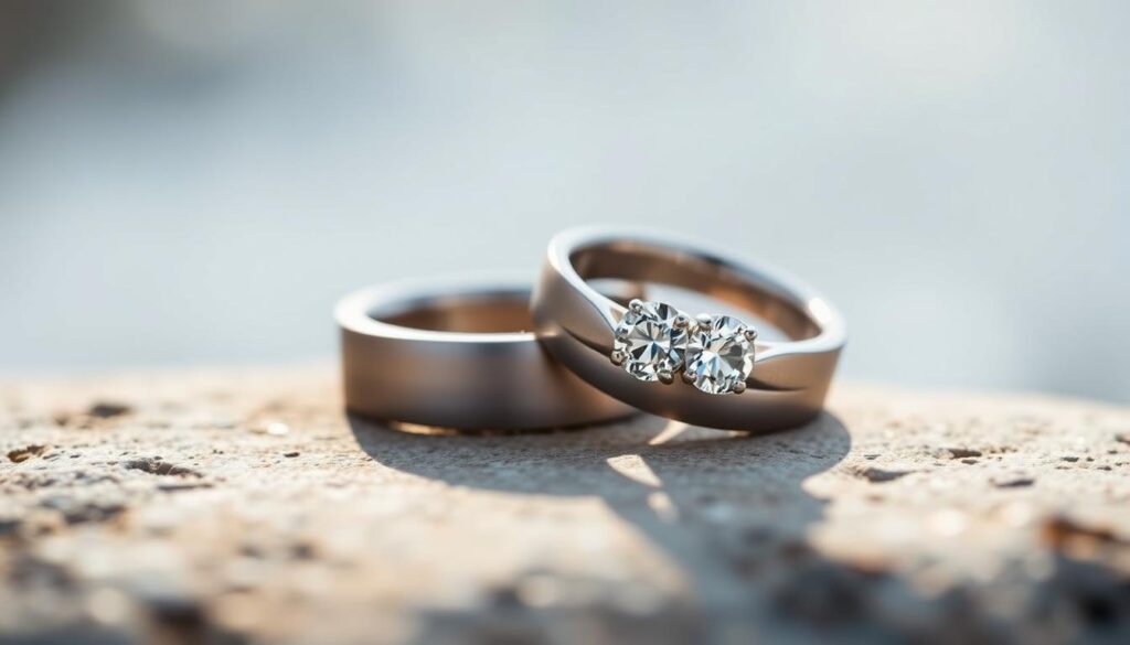 Silberne Trauringe mit Ocean Diamond