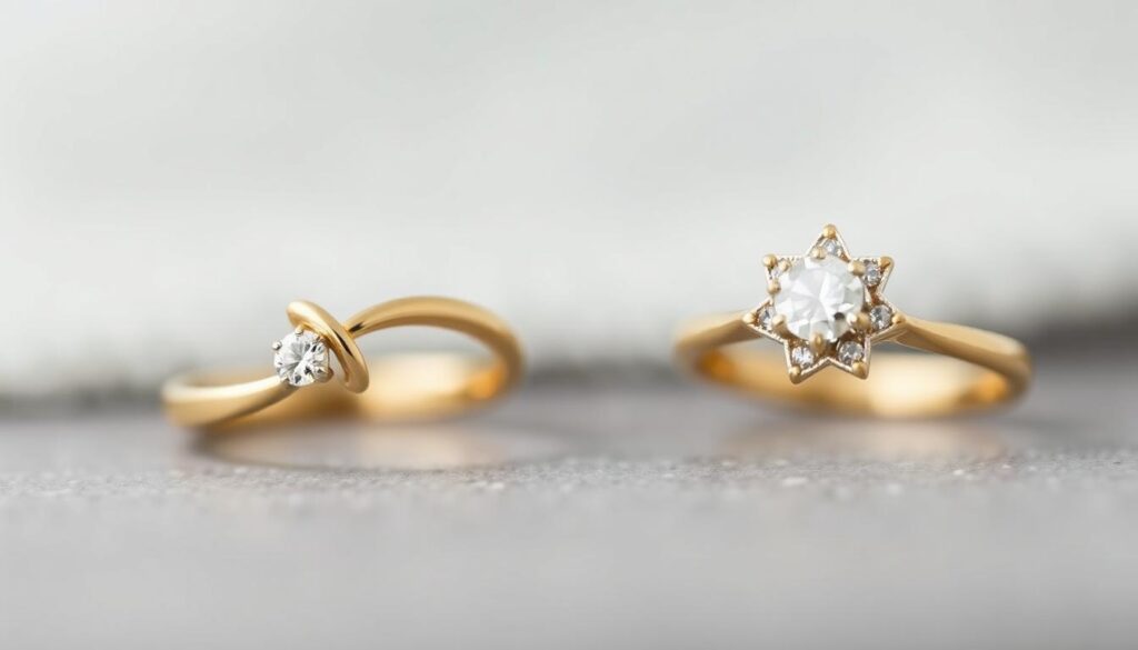 Verlobungsring Twist Petite und Classic Petite in Gelbgold