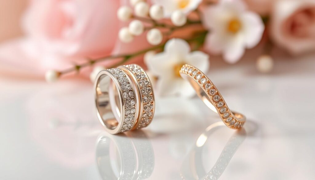 Weißgold und Rotgold Eheringe